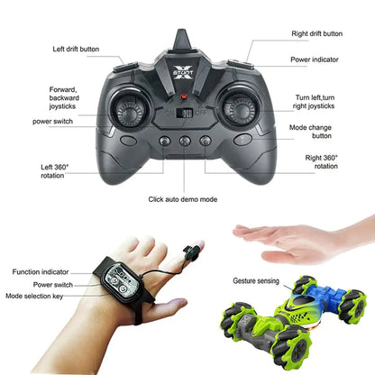 RC Watch Gesture Rotation Stunt Car – 3-Way Control, 360° Stunts, Endless Fun
