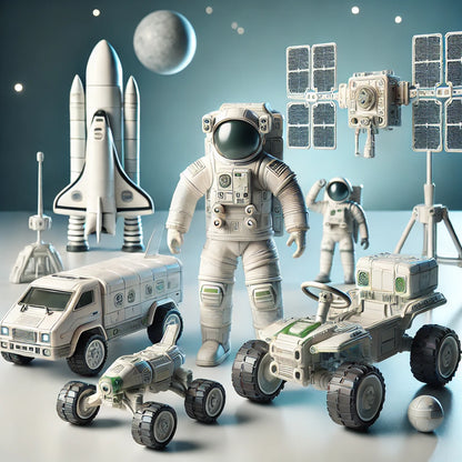 Space Exploration STEM Toy Set – Astronaut Figures, Space Shuttle, Rover, Scooter, and Satellite for Kids Aged 7 and Up