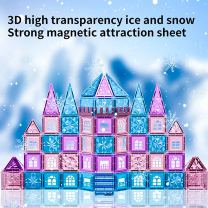 Kids Magnetic Tiles Frozen Set – STEM Educational Building Blocks for Creative Learning & Imaginative Play