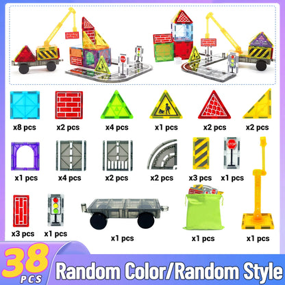 Magnetic Road Set with Car Toys – STEM Construction & Learning Playset for Kids | Build Your Own Road System