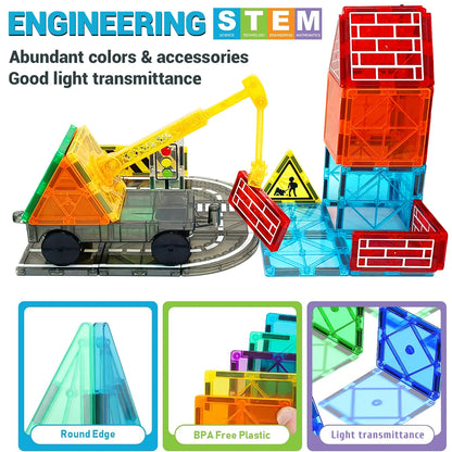 Magnetic Road Set with Car Toys – STEM Construction & Learning Playset for Kids | Build Your Own Road System