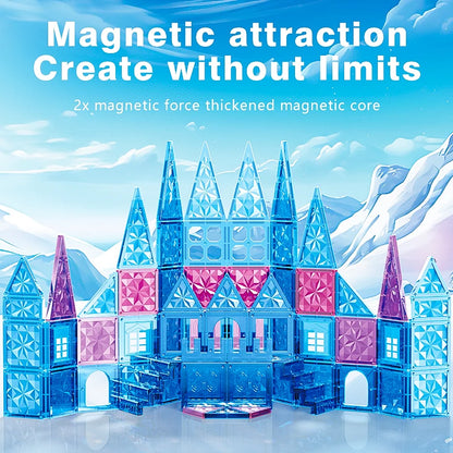 Kids Magnetic Tiles Frozen Set – STEM Educational Building Blocks for Creative Learning & Imaginative Play