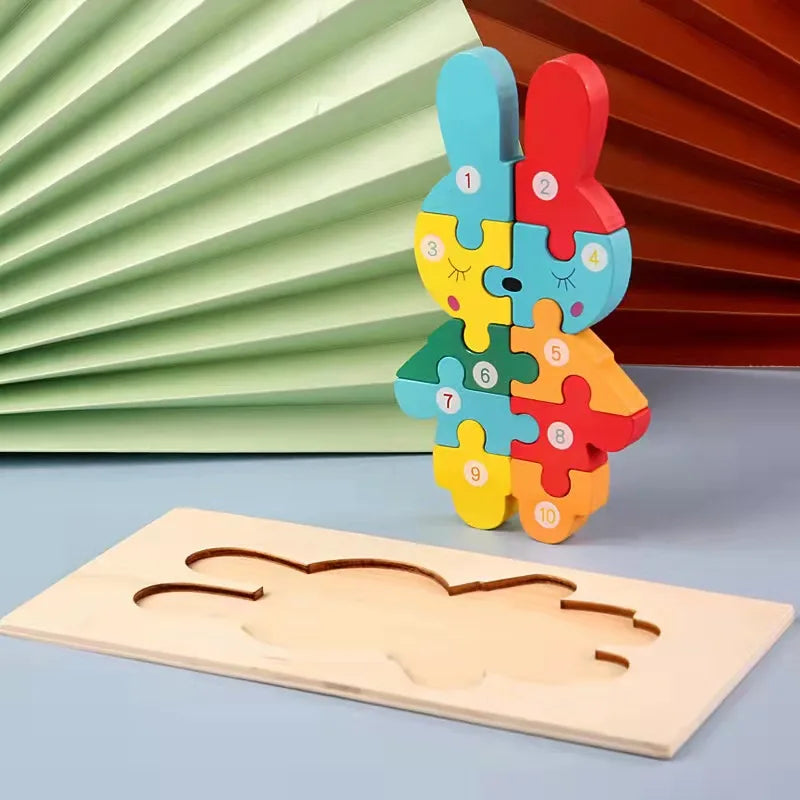 Montessori Wooden Dinosaur Puzzle – Educational 3D Jigsaw for Toddlers | Cognitive Learning & Fine Motor Skills Development