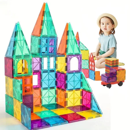 Magnetic 3D Building Blocks Set – 50-Piece STEM Construction Toy for Kids | Creative Learning & Holiday Gift