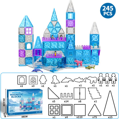 Kids Magnetic Tiles Frozen Set – STEM Educational Building Blocks for Creative Learning & Imaginative Play