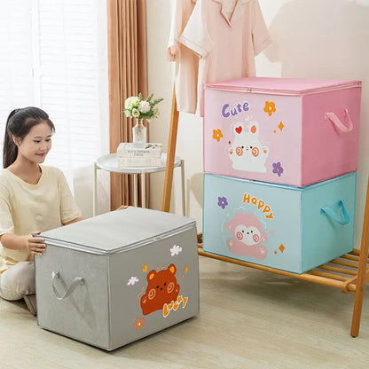 FoldaFun Animal Cube Organizer™ – 120L Collapsible Storage Bin for Toys, Clothes & More | Cute & Durable Canvas Design