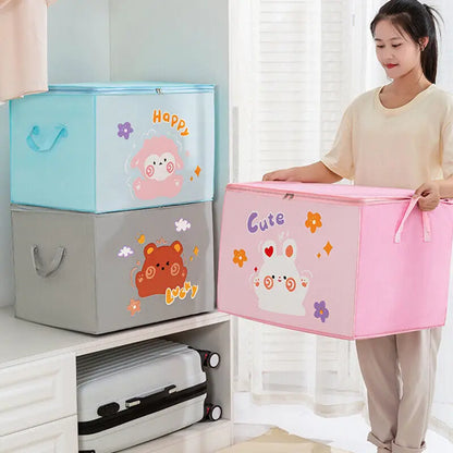 FoldaFun Animal Cube Organizer™ – 120L Collapsible Storage Bin for Toys, Clothes & More | Cute & Durable Canvas Design