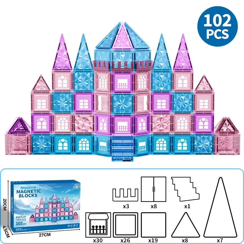 Kids Magnetic Tiles Frozen Set – STEM Educational Building Blocks for Creative Learning & Imaginative Play