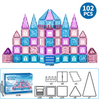 Kids Magnetic Tiles Frozen Set – STEM Educational Building Blocks for Creative Learning & Imaginative Play