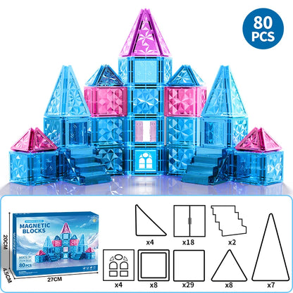 Kids Magnetic Tiles Frozen Set – STEM Educational Building Blocks for Creative Learning & Imaginative Play