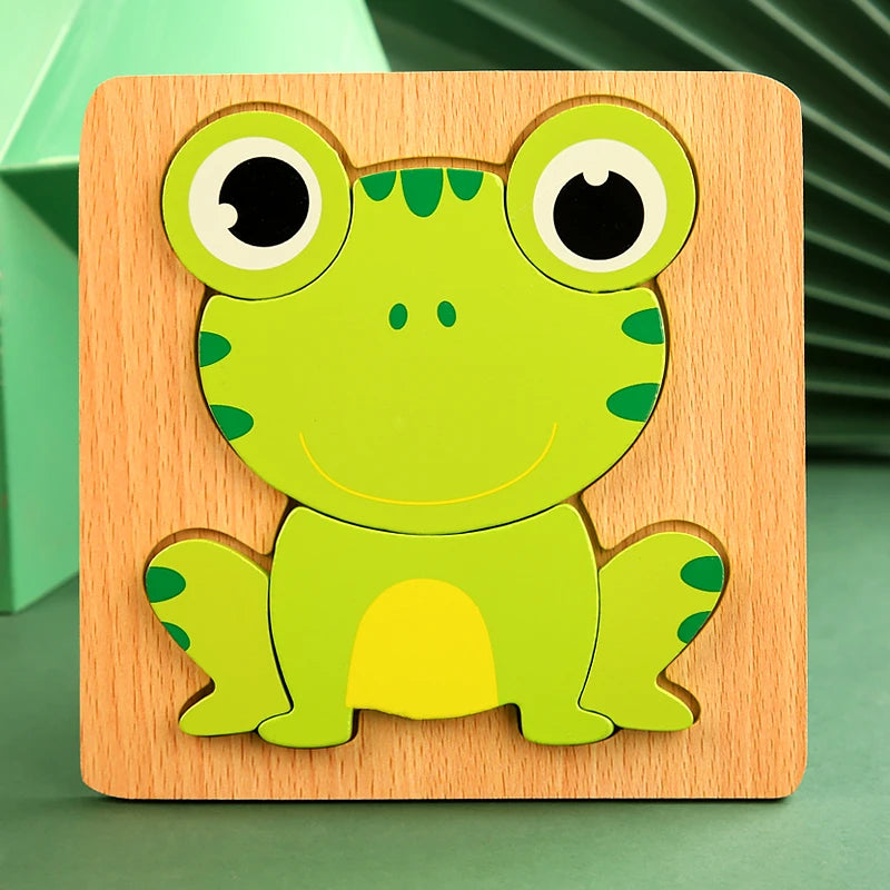 Montessori Wooden Dinosaur Puzzle – Educational 3D Jigsaw for Toddlers | Cognitive Learning & Fine Motor Skills Development