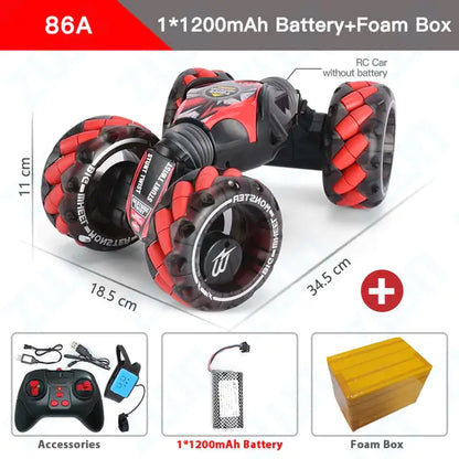 86A RC Stunt Car with Gesture Control, Music, LED Lights & Long-Lasting Battery