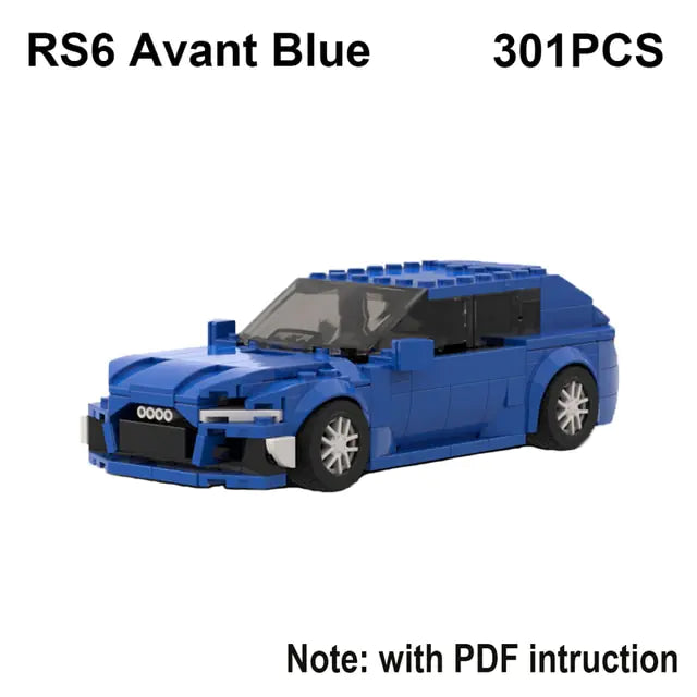 MOC RS6 Avant, R8 GT3, RS7 Speed Sports Car Building Blocks Set – Ultimate Racing Brick Model Kit for Enthusiasts & Future Engineers