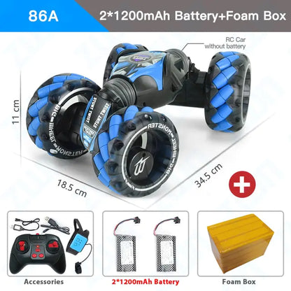 86A RC Stunt Car with Gesture Control, Music, LED Lights & Long-Lasting Battery